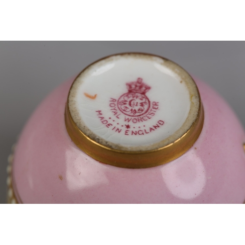 57 - A ROYAL WORCESTER CHINA FRUIT PAINTED CABINET CUP AND SAUCER, signed H E Everett, internally painted... 