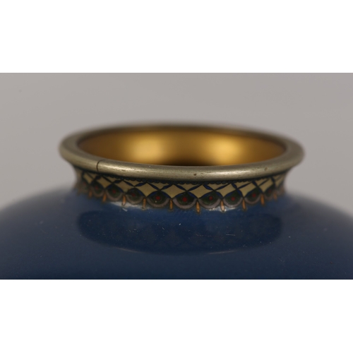 92 - A JAPANESE CLOISONNE VASE, Meiji period, the inverted baluster body with flowering branches of hydra... 