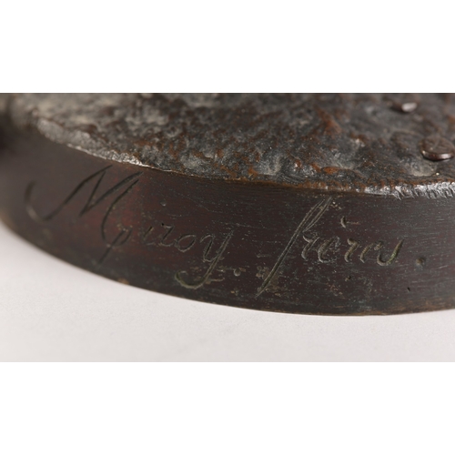 8 - MIROY FRERES AFTER EDMOND LEVEQUE, a pair of late 19th century French bronze figures of Rolando and ... 