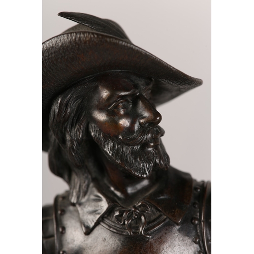 8 - MIROY FRERES AFTER EDMOND LEVEQUE, a pair of late 19th century French bronze figures of Rolando and ... 