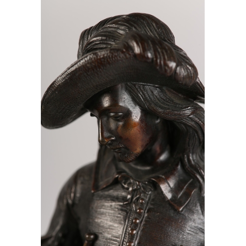 8 - MIROY FRERES AFTER EDMOND LEVEQUE, a pair of late 19th century French bronze figures of Rolando and ... 