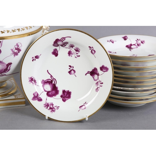 7 - A FLIGHT, BARR AND BARR WORCESTER PORCELAIN FRUIT COOLER AND COVER AND TWELVE DESSERT PLATES, circa ... 