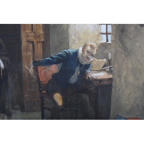 46 - G STRAHAN RI (19th century), The Last Days of Stafford, the sentence delivered, watercolour signed t... 