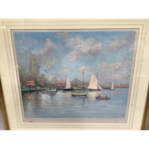 18 - After Marcel Dyf (French 1899-1985), La Regate, single edition colour print, 172 of 500, signed with... 