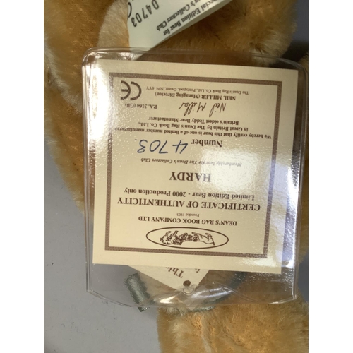 31 - A special edition bear for the Dean's Collectors Club, Hardy,  no. 4073, blonde plush, button eyes, ... 