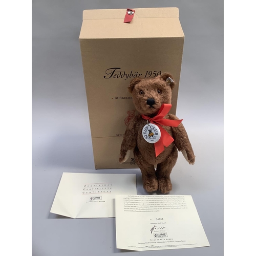 37 - A Steiff teddy bear, 1950, dark brown, 35cm, no. 04764 of a limited edition, a club edition for club... 
