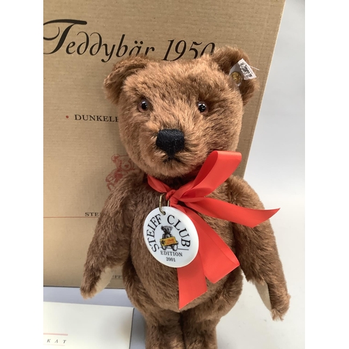 37 - A Steiff teddy bear, 1950, dark brown, 35cm, no. 04764 of a limited edition, a club edition for club... 