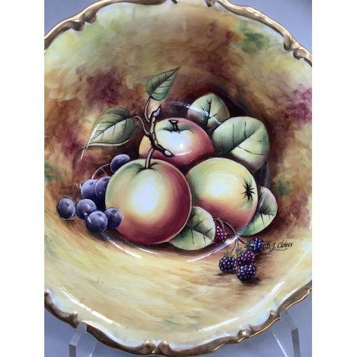 42 - A Sovereign china fruit painted dish circular with bracketed rim painted to the interior with apples... 
