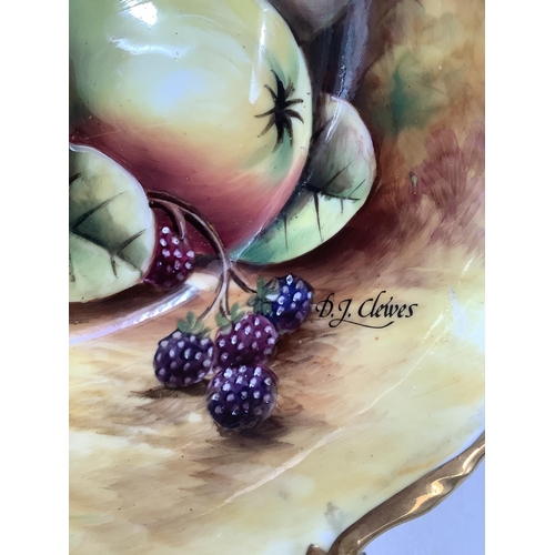42 - A Sovereign china fruit painted dish circular with bracketed rim painted to the interior with apples... 