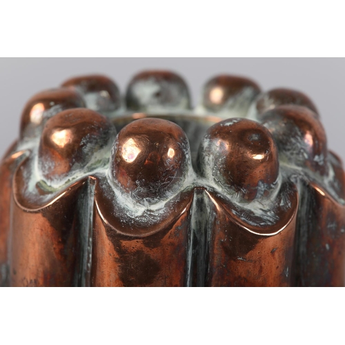 3 - A 19th century copper jelly mould with central pipe, engraved with coronet over SH, 13.5cm diameter ... 