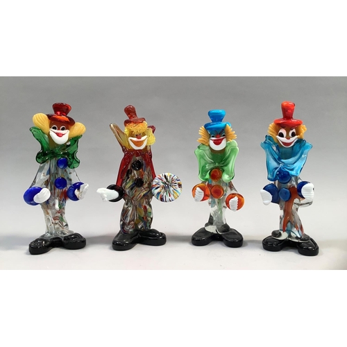 30 - Four Murano glass clowns, one repaired, maximum 23.5 high