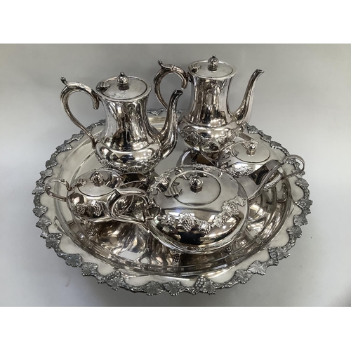 51 - A Kenson EPNS four piece tea and coffee service comprising circular compressed teapot, hot water jug... 