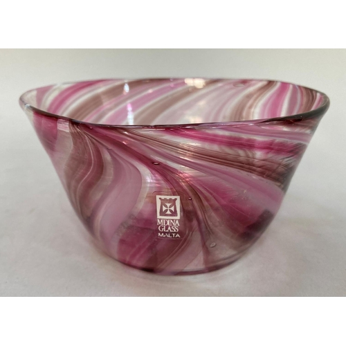 57 - Three Murano glass scent bottles in multi-coloured striped, multi-coloured and aventurine and a blue... 