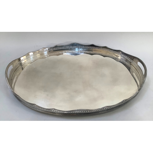 50 - A silver plated two handled gallery tray