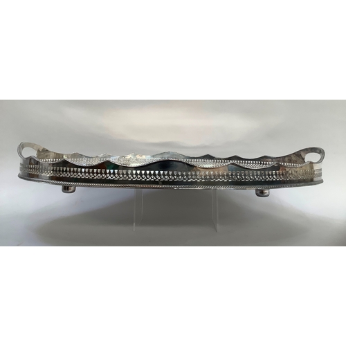 50 - A silver plated two handled gallery tray