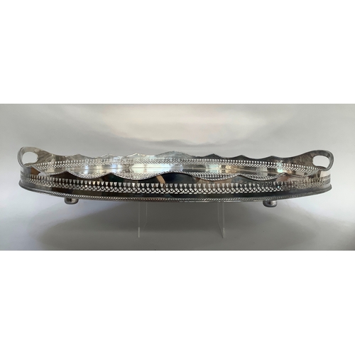 50 - A silver plated two handled gallery tray