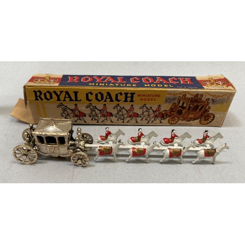 33 - A Benbros miniature painted and gilt model of the Royal coach and eight, original box, together with... 