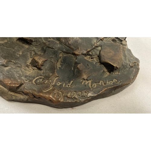 37 - A bronze effect cast sculpture of two horses galloping entitled 'Morning On The Plains' by Langford ... 