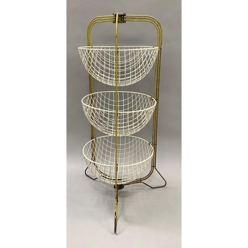 44 - A vintage Happy Maid vegetable storer with later white wire baskets, 80cm