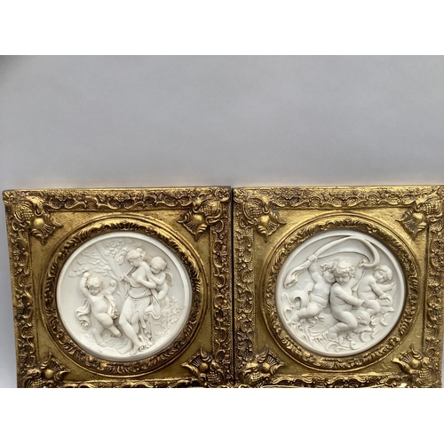 55 - Madame Lebrun, self portrait with daughter Julie, colour print in gilt mount and frame, 26cm x 51cm ... 