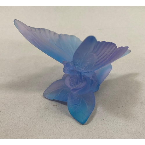 6 - A modern French Daum mauve glass  pâte de verre butterfly, 8cm long