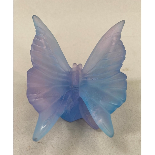 6 - A modern French Daum mauve glass  pâte de verre butterfly, 8cm long