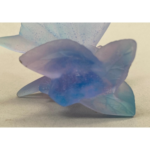 6 - A modern French Daum mauve glass  pâte de verre butterfly, 8cm long