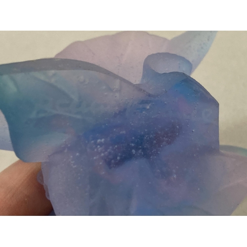 6 - A modern French Daum mauve glass  pâte de verre butterfly, 8cm long