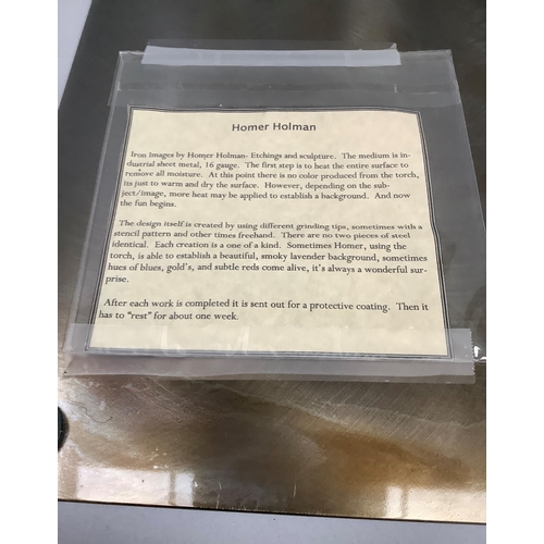 15 - Contemporary metal art by Iron Images-Homer, rectangular panel with leaf design, 56cm x 30cm