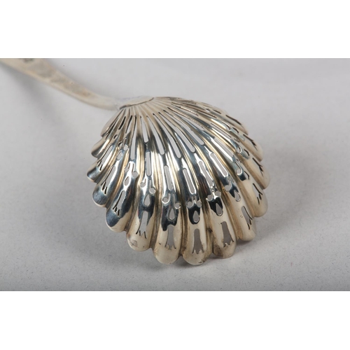 177 - A GEORGE III SILVER  SUGAR SIFTING SPOON, London 1899 for I B, Hanoverian pattern with pierced scall... 