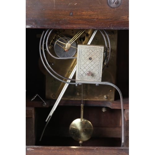 34 - A LATE 19TH CENTURY GERMAN ROSEWOOD AND SATINWOOD INLAID BRACKET CLOCK AND BRACKET BY JUNGHANS, mode... 