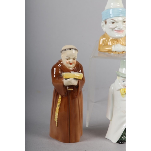 50 - SEVEN ROYAL WORCESTER PORCELAIN CANDLE SNUFFERS, including Monk, Toddie, Budge, Mandarin, Owl, Punch... 