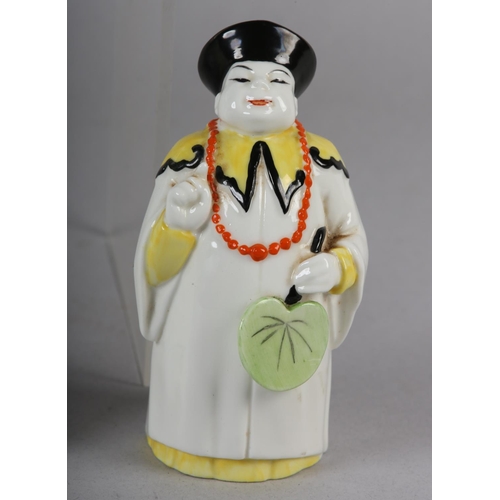 50 - SEVEN ROYAL WORCESTER PORCELAIN CANDLE SNUFFERS, including Monk, Toddie, Budge, Mandarin, Owl, Punch... 