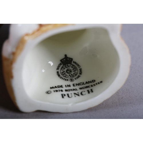 50 - SEVEN ROYAL WORCESTER PORCELAIN CANDLE SNUFFERS, including Monk, Toddie, Budge, Mandarin, Owl, Punch... 