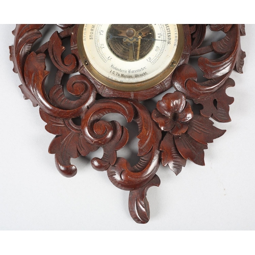 35 - A GERMAN BLACK FOREST CARVED CYCLIST'S BAROMETER, the instrument signed to the dial Vanderlyk Holost... 
