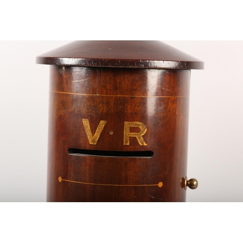 2 - A VICTORIAN MAHOGANY AND BRASS MOUNTED COUNTRY HOUSE LETTER BOX, gilded with VR above the slot, sati... 