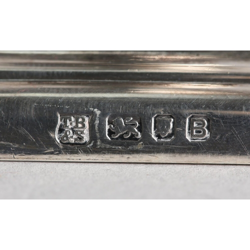 179 - A PAIR OF GEORGE V SILVER CANDELABRA, London 1937, for Thomas Bradbury & Sons Ltd, three light with ... 