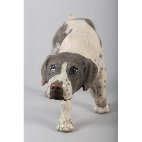 57 - KEZA RUDGE (British 1966) GUN DOG, studio pottery with raku glaze, incised signature to underside, 1... 