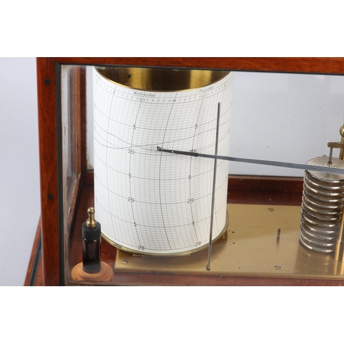 31 - A LARGE BAROGRAPH BY BAILEY OF BIRMINGHAM, in mahogany and ebonised glazed case with drawer to base,... 