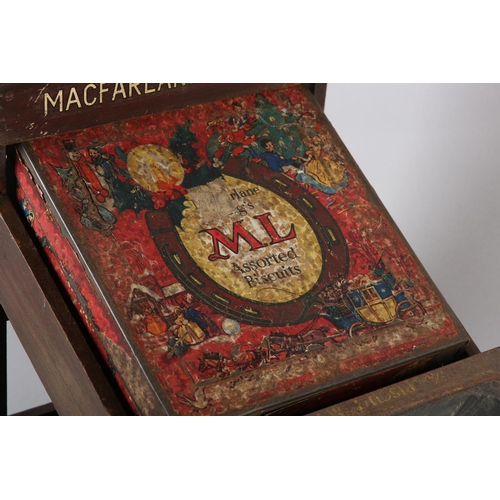 10 - A MACFARLANE, LANG & CO SHOP DISPLAY STAND, lettered in gilt, with two associated biscuit tins, one ... 