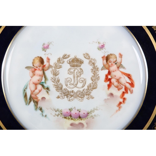 51 - A 19TH CENTURY SEVRES CHATEAU DES TUILERIES LOUIS-PHILLIPE PLATE, circular, painted to the centre wi... 