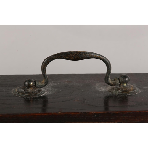 29 - A 19TH CENTURY DOCUMENT BOX bearing a partial label for Metn. District Railway, with gilded swing ha... 