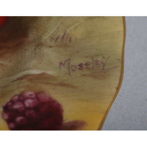 46 - A PAIR OF ROYAL WORCESTER FRUIT PAINTED PLATES, signed Moseley, with apples, pears and blackberries,... 