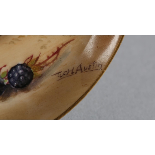 48 - A ROYAL WORCESTER COFFEE CAN AND SAUCER, A PLATE (16CM) AND A FURTHER COFFEE CAN AND ASSOCIATED SAUC... 