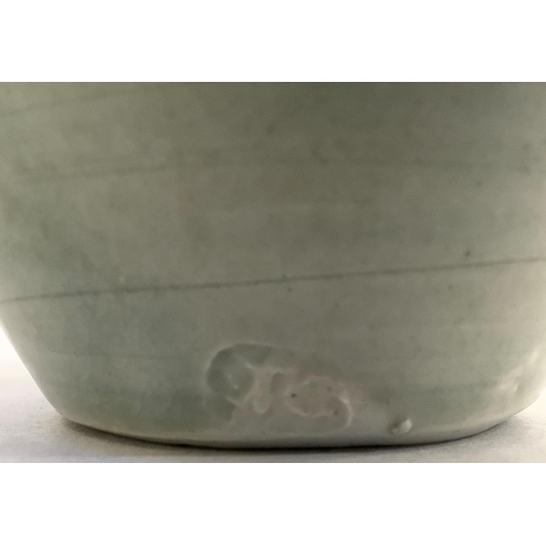 35 - Two Celadon glazed vases by Trevor Corser, 17.5cm and 15cm high, (Trevor Corser potted at Bernard Le... 