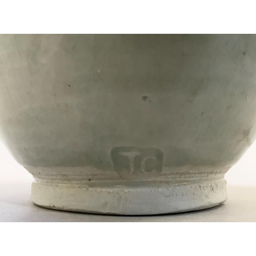 35 - Two Celadon glazed vases by Trevor Corser, 17.5cm and 15cm high, (Trevor Corser potted at Bernard Le... 