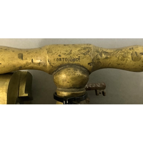 143 - A large 19th century French brass barrel tap or spigot, stamped Fortoule Cie Macon with padlock loop... 