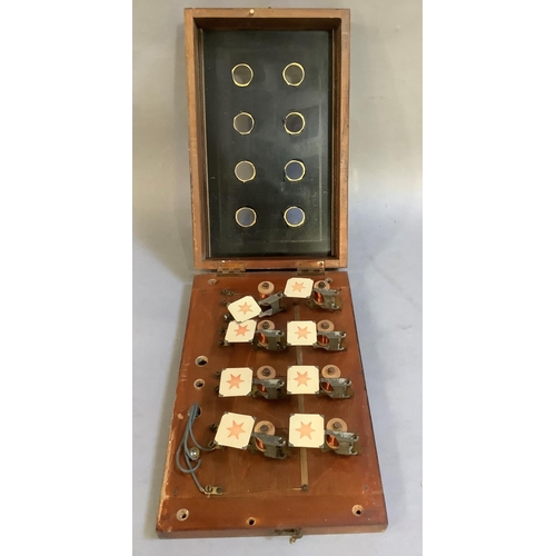 An early 20th century servants bell box, the reverse painted, glass ...
