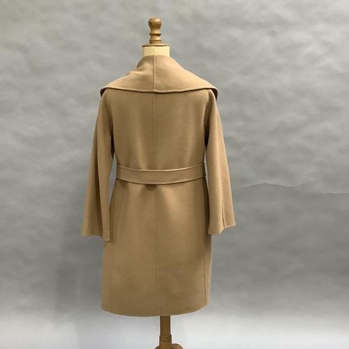 251 - 'S Max Mara caramel wool short length coat with belt, Size 8