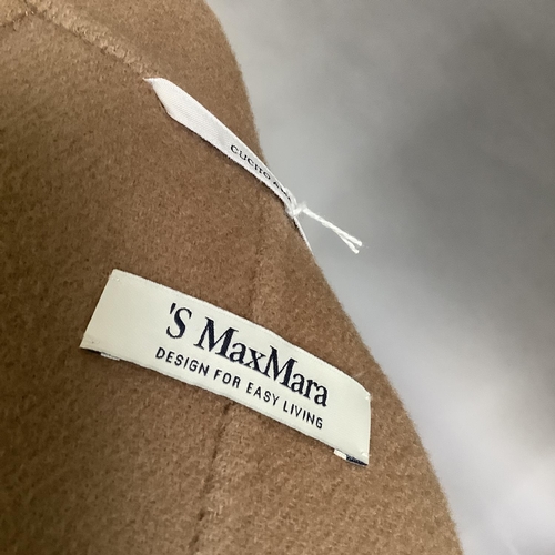 251 - 'S Max Mara caramel wool short length coat with belt, Size 8